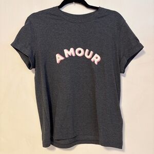 On 34th Amour Embroidered Graphic Cuff Short Sleeve Crew T Shirt Grey Size Small